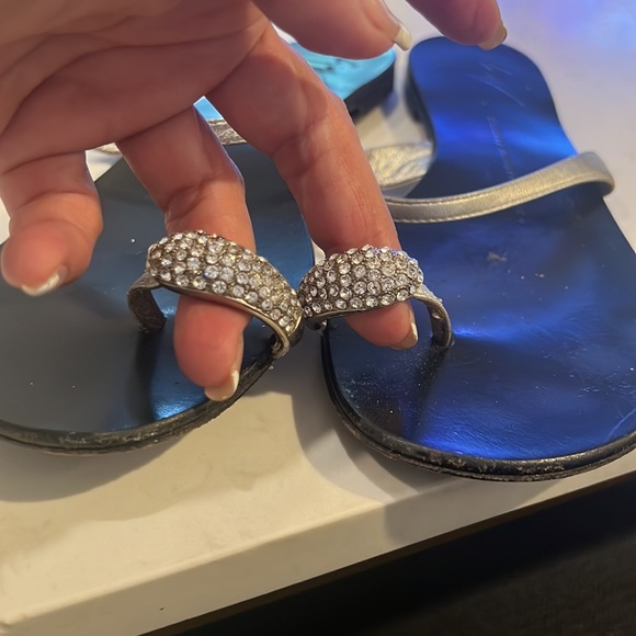 Giuseppe Zanotti silver on black sandal with bling toe ring 38.5 - Picture 2 of 4